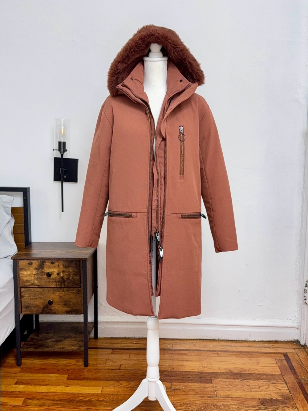 The Arrivals Dusty Rose Tech Parka Coat Size S